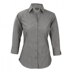 Ladies Claremont Blouse Long Sleeve - Silver & Charcoal