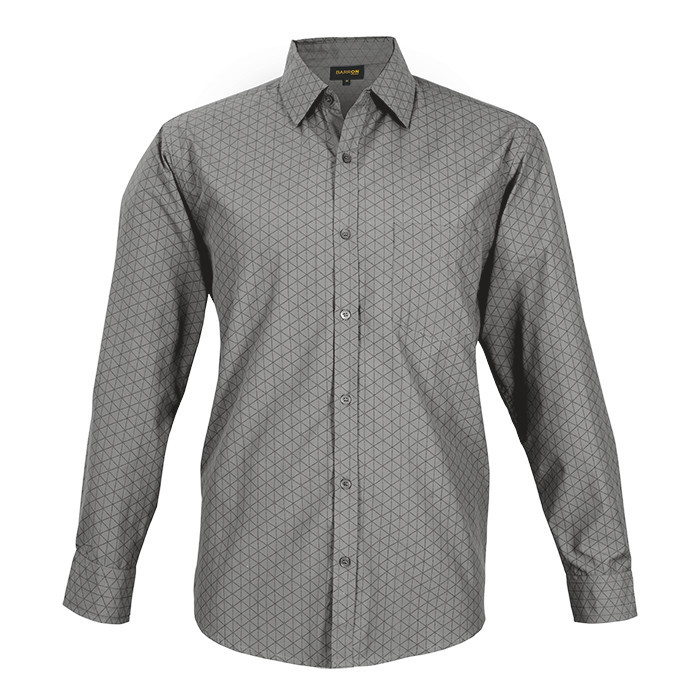 Mens Claremont Long Sleeve Lounge Shirt - Silver & Charcoal