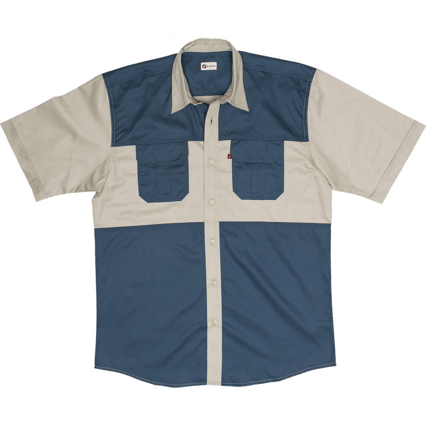 Mens Two Tone Bush Shirt - Stone & Airforce Blue