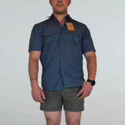 Mens Short Sleeve Expedition Bush Shirt- Airforce Blue