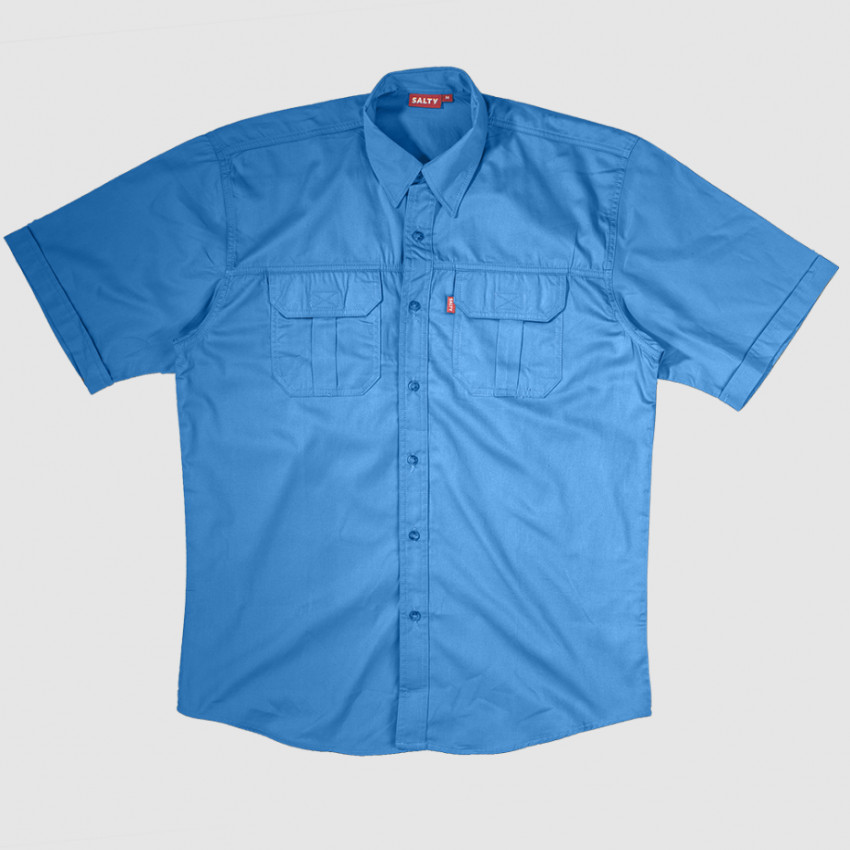 Mens Tugela Plain Bush Shirt - Sky