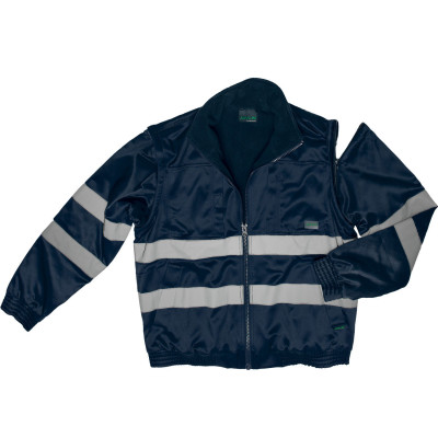 Hi-Vis Fleece Lined Bomber Jacket - Navy