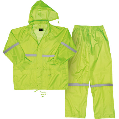 Hi-Vis Polyester PVC Rain Suit - Lime