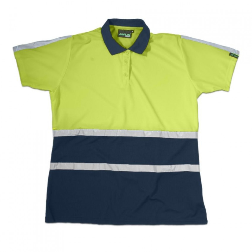 Ladies  Hi-Vis Two Tone Golfer With Reflective Tape - Navy & Lime