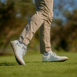 Albatross Golf Shoe - White Leather with Grey Sole